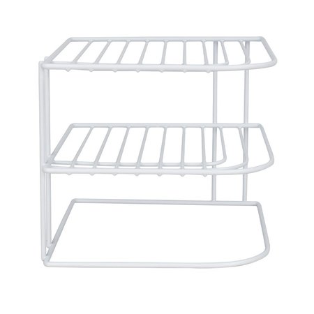 HOME BASICS Home Basics Vinyl Coated Steel Corner Rack, White ZOR96069